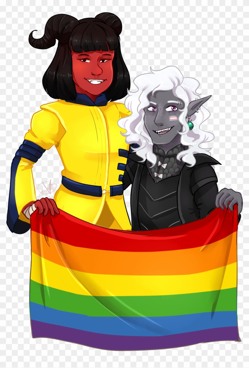 [art] I Commissioned Art Of My Tiefling Monk And Drow - Cartoon Clipart #5237261