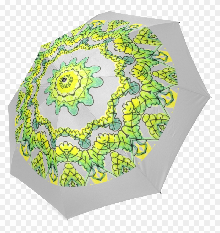 Glowing Green Leaves Flower Arches Star Mandala Light - Umbrella Clipart #5237537