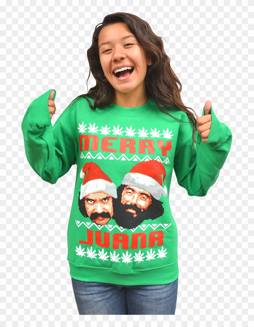 Cheech & Chong "merry Juana" Ugly Christmas Sweater - Cheech And Chong Ugly Christmas Sweater Clipart #5237805