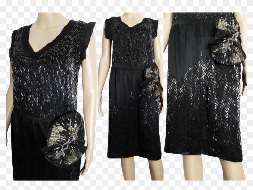 Vintage 1920s Dress // Hand Beaded //flapper Dress//roaring - Little Black Dress Clipart #5238079