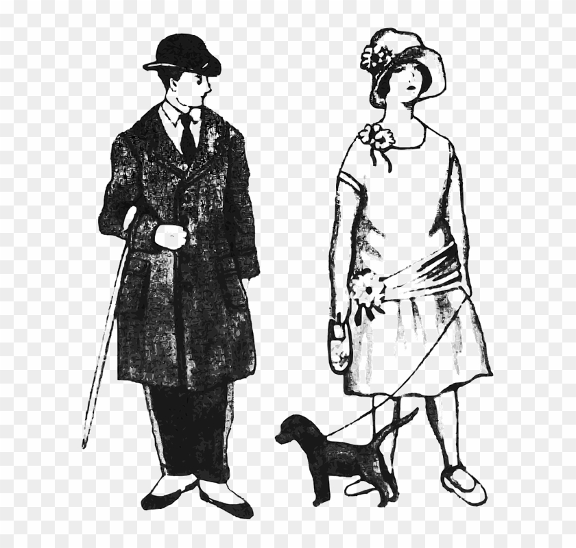 Casal, Fashion, 1920, Dog, Girl, Boy - Fashion In 1920 Clipart #5238778