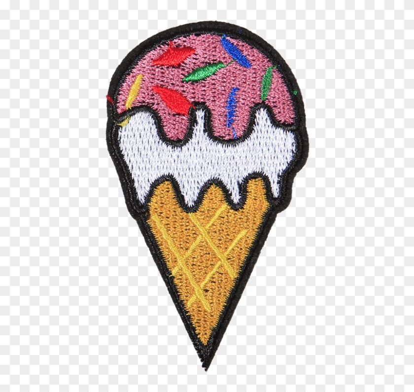 Strawberry Ice Cream Polyester Embroidery Patch - Ice Cream Clipart