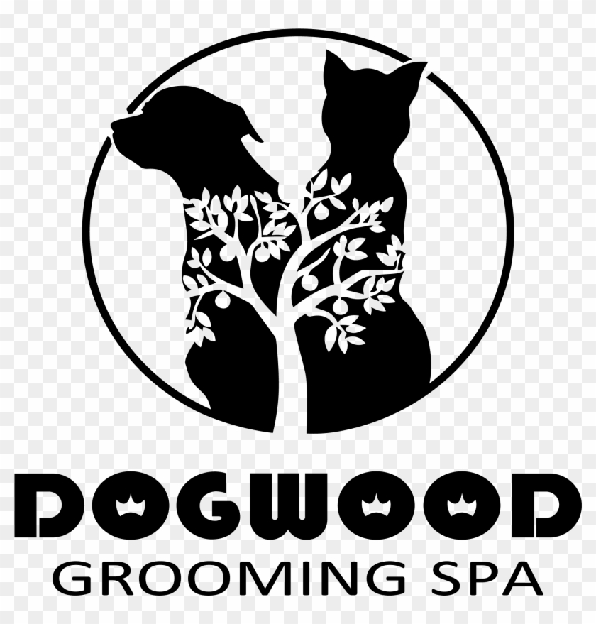 Dogwood Grooming Spa Logo Blackwhitepettree Trans Vector - Pug Clipart
