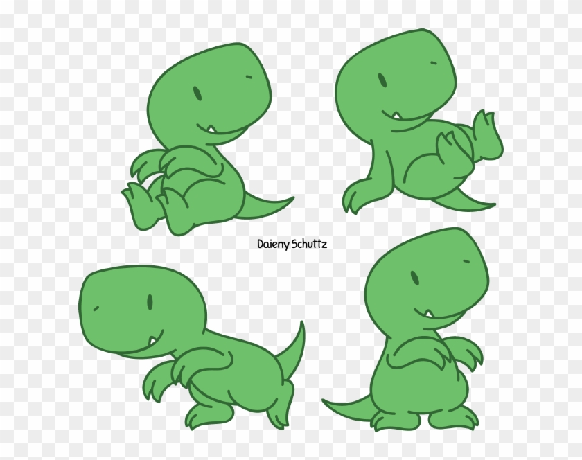Green Drawing Dinosaur - Chibi Dinosaur Clipart