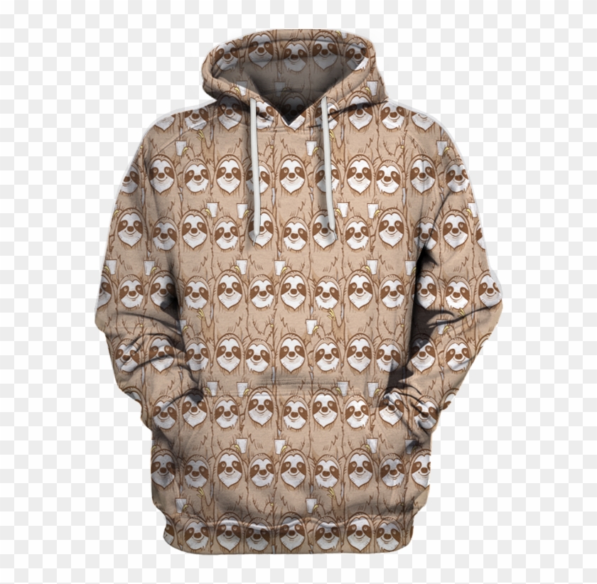 3d All Over Print Funny Sloth Face Shirt - Hoodie Clipart