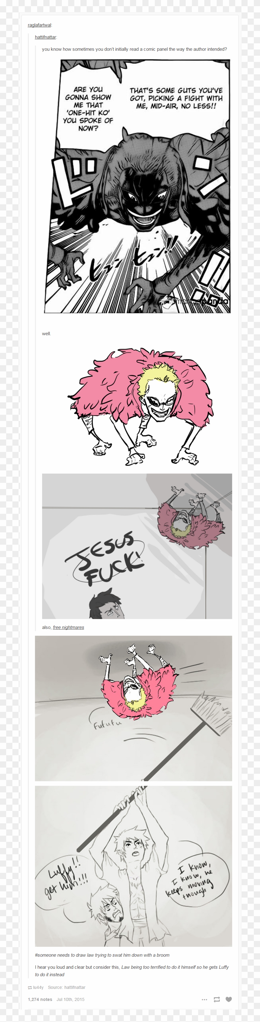 Luffy Swatting Domflamingo With Trafalgar Law Hiding - Doflamingo Spider Clipart