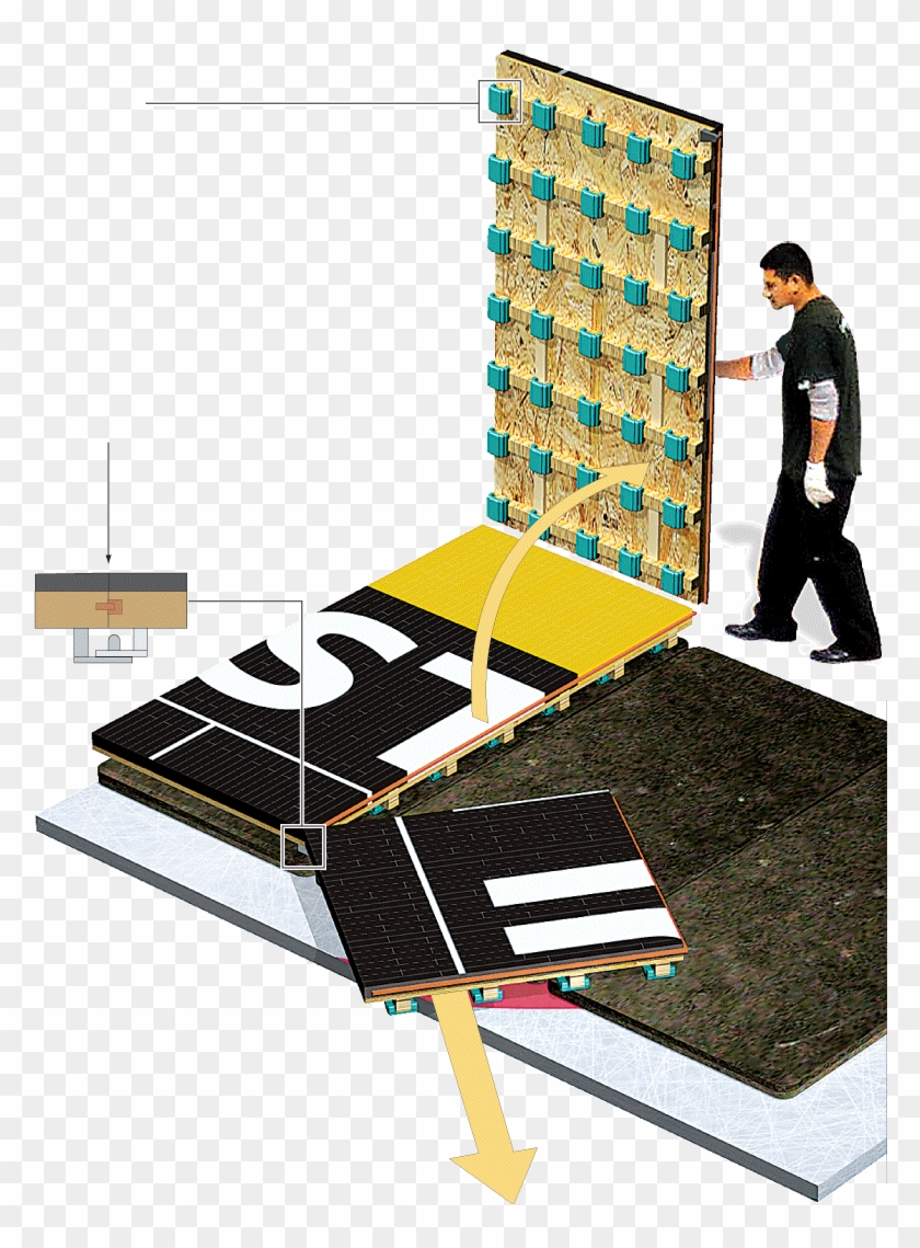 Plastic Dampers Allow 4 By 8 Foot Sections Of Court - Floor Clipart