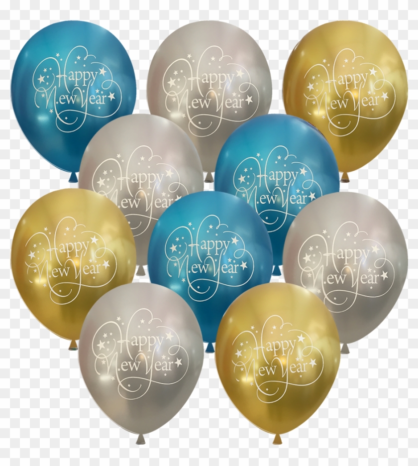 Balloons 12 Inch Happy New Year 15 Pack Metallic Colors - Sphere Clipart