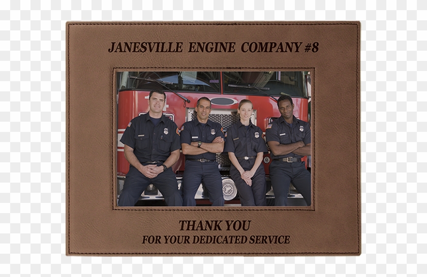 Dark Brown Laserable Leatherette Picture Frame - Firefighter Working On Christmas Clipart #5245730