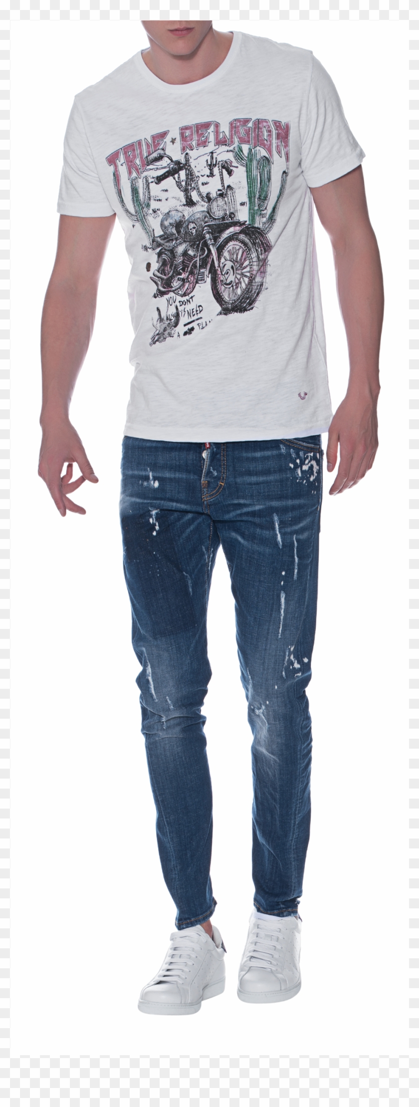 True Religion Desert Bike White Cotton T-shirt With - Sneakers Clipart