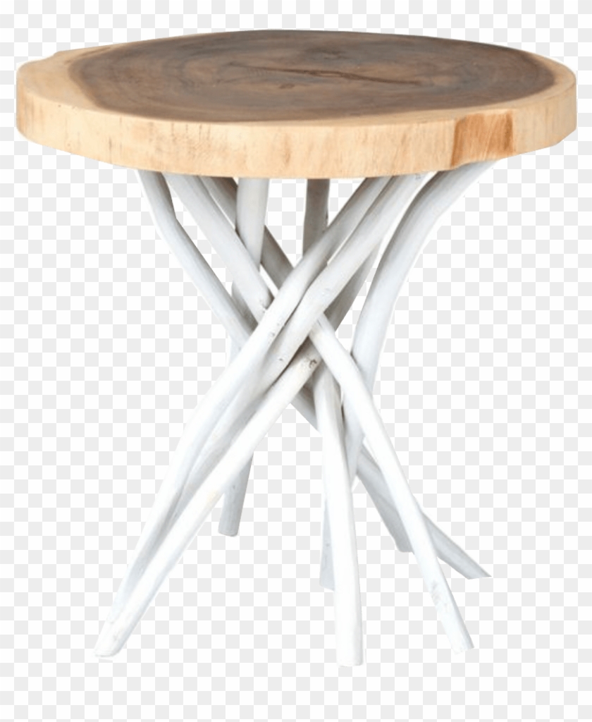 White Branch Slab Side Table - East At Main's Lovilla Brown Round Teakwood Accent Clipart