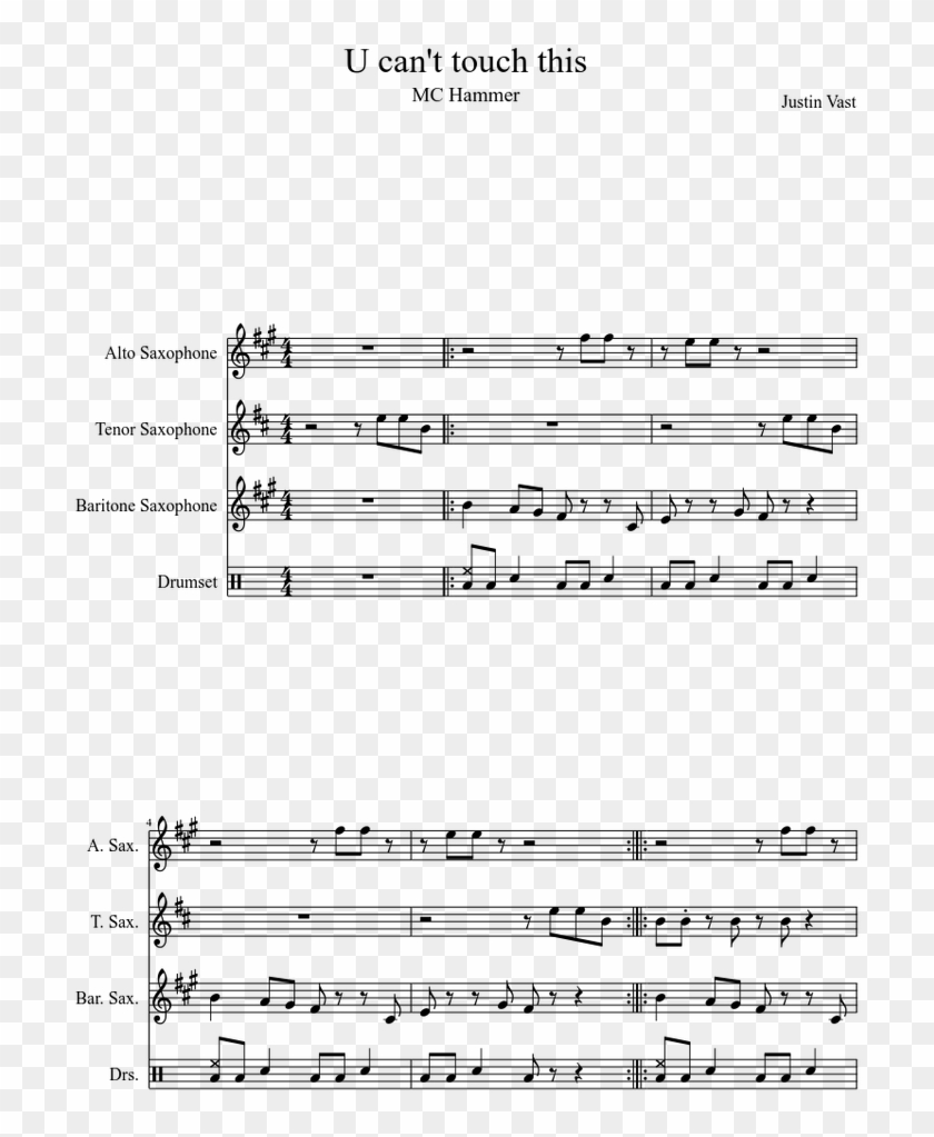 U Can't Touch This Sheet Music For Alto Saxophone, - My Girl Alto Saxophone Sheet Music Clipart #5247395