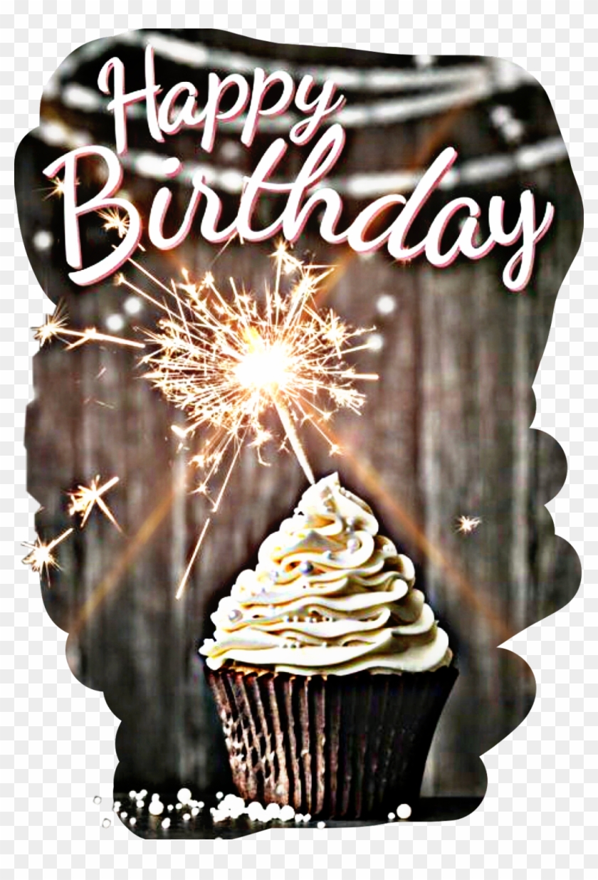 #happy #birthday #happybirthday #cupcake #candle #sparkler - Birthday Clipart