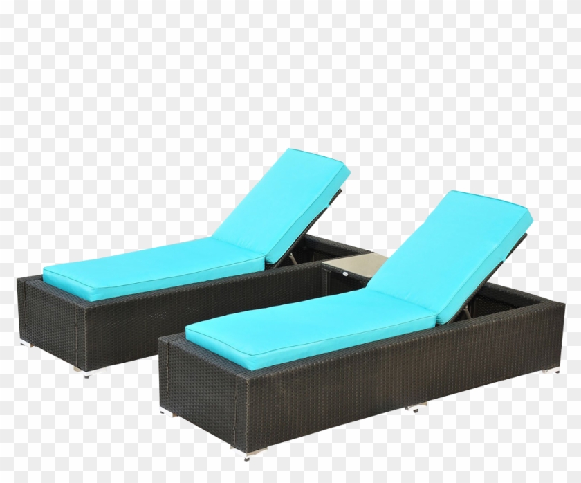 Outsunny 3 Piece Rattan Wicker Patio Chaise Lounge - Sunlounger Clipart #5250560