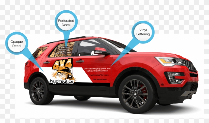 Picture Of Suv With 3 Types Of Decals - Decal Car Clipart