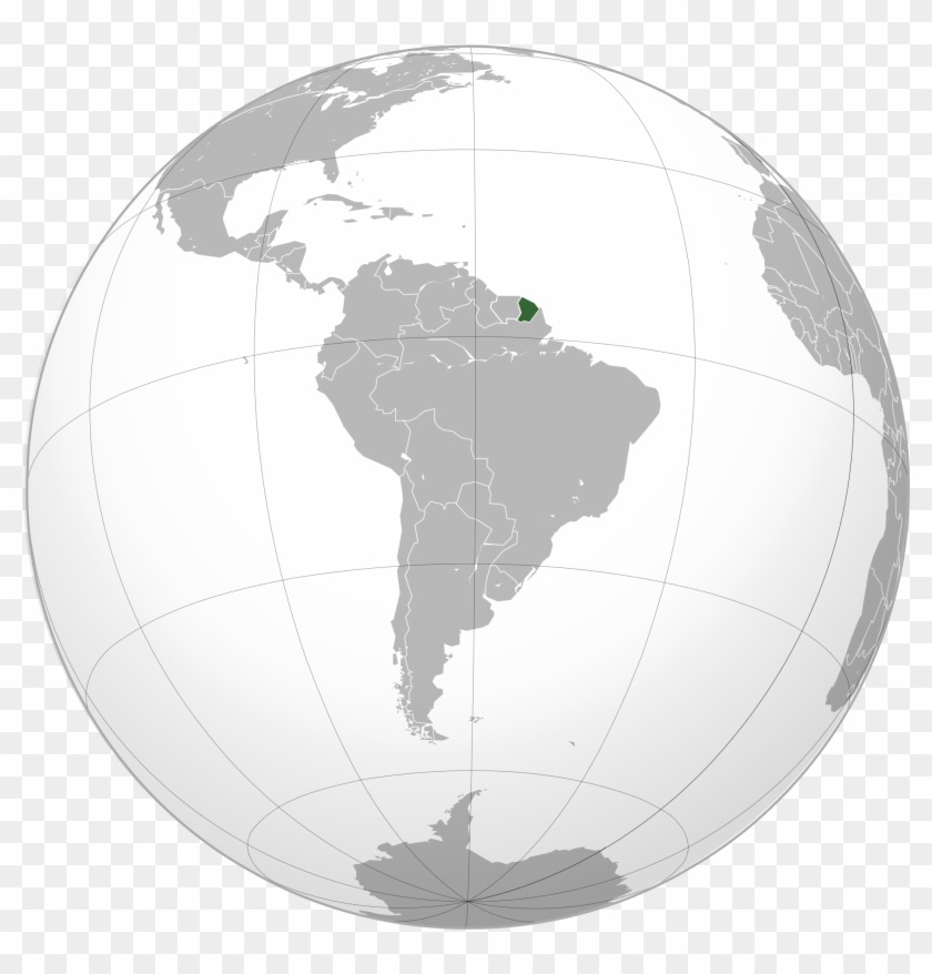 Map Showing French Guiana - Uruguay On The Globe Clipart