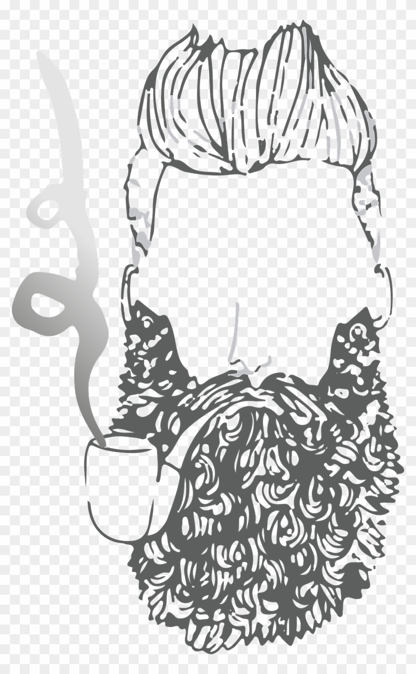 Beard,pipe,line-art,free Vector Graphics,free Pictures, - Beard Line Art Clipart