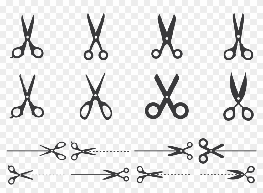 Cut Here Scissors Vector - Tesoura Corte Aqui Png Clipart