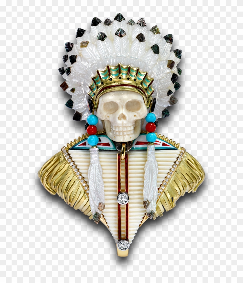 18ct Yellow Gold Indian Chief - Illustration Clipart #5256956