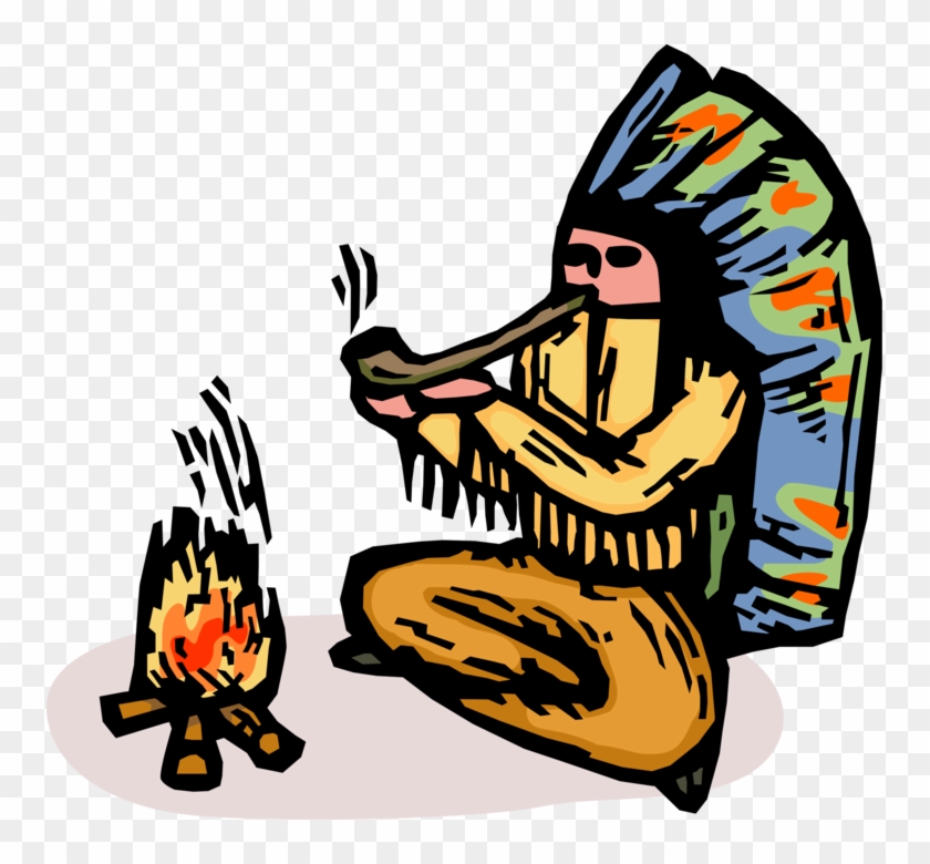 Vector Illustration Of Native American Indigenous Indian - Cartoon Indian Chief Clipart