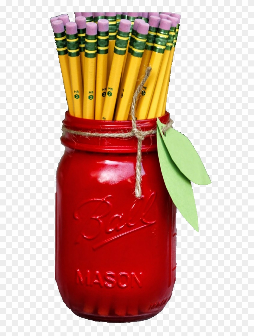 Mason Jar Apple Pencil Holder - القلم لك اكتب عني شي Clipart #5257345