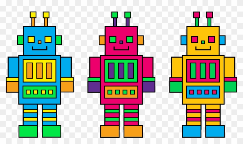 Three Colorful Little Robots - Robot Design Clipart - Png Download #5257837