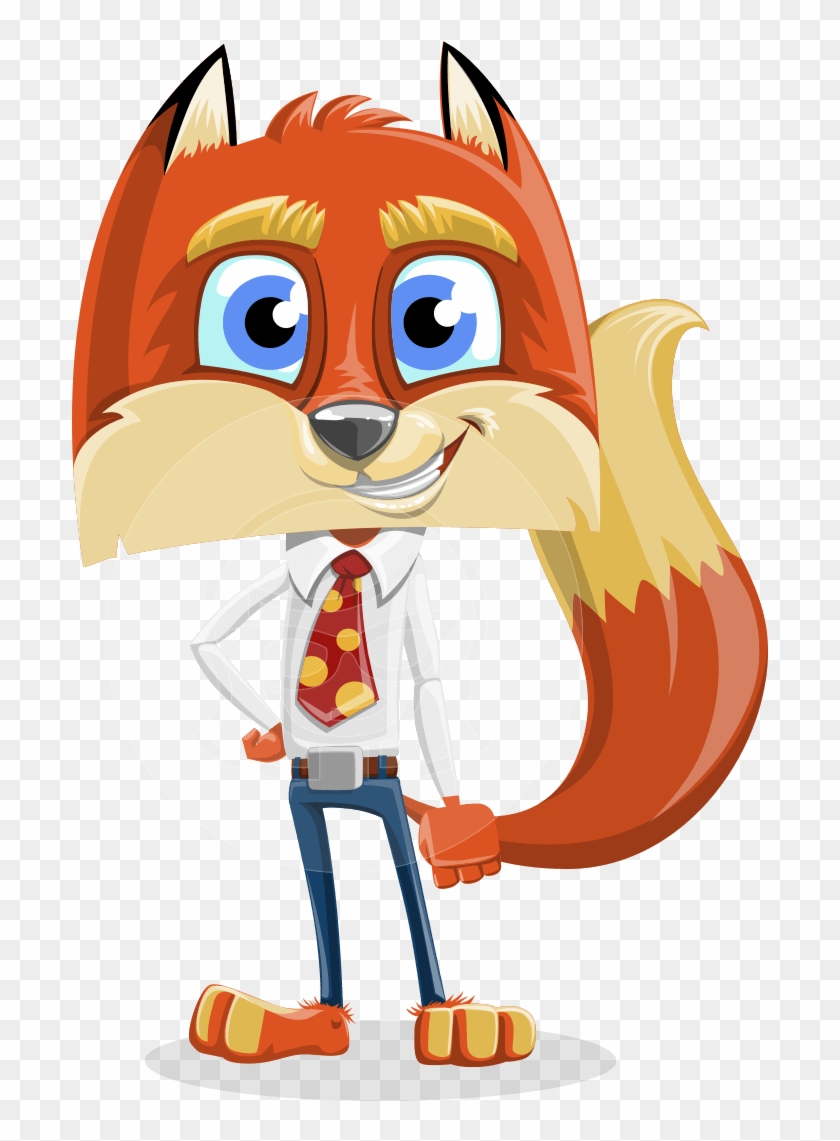 Fox With A Tie Cartoon Vector Character Aka Luke Foxman - Vector Graphics Clipart