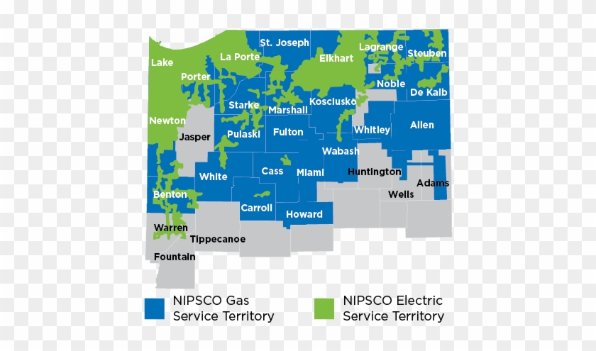Indiana Service Territory With Counties - Map Clipart