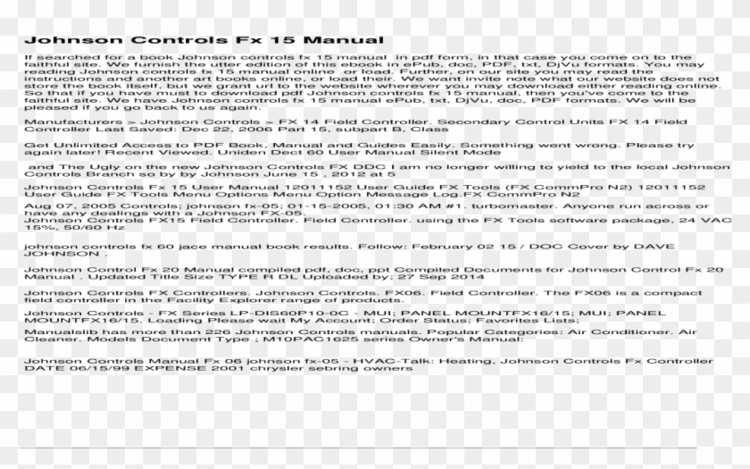 Johnson Controls Fx 15 Controls Fx 15 User Manual 12011152 - Dichiarazione Di Inesistenza Di Altre Coperture Assicurative Clipart #5261470