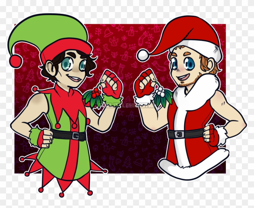 Santa And Elf - Cartoon Clipart #5261804