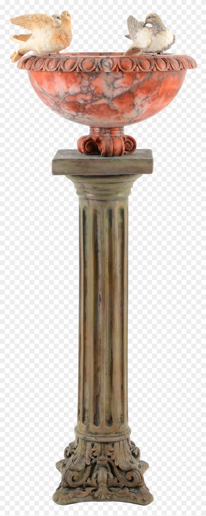 Italian Alabaster Bird Bath On Pedestal From Solvang - Column Clipart #5265274