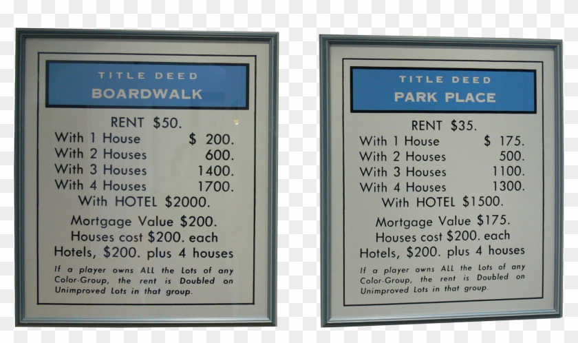 Monopoly "boardwalk" And "park Place" Posters On Chairish - Commemorative Plaque Clipart #5265988