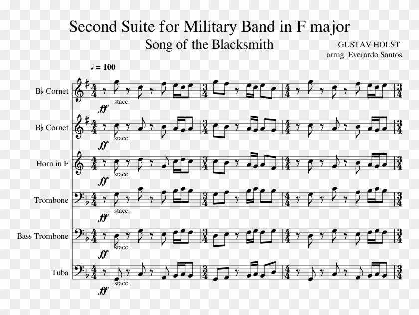 Second Suite For Military Band In F Major Sheet Music - Praise The Lord Asap Rocky Sheet Music Clipart