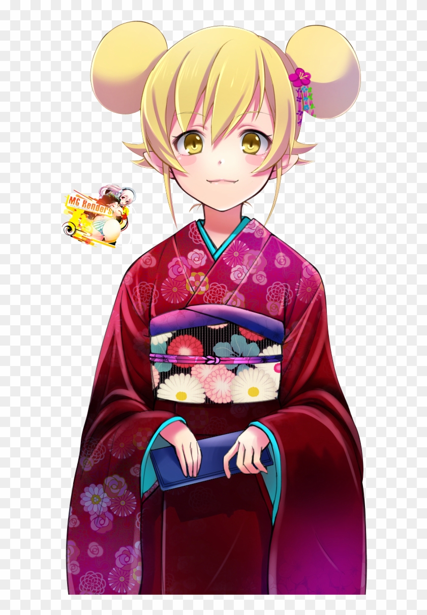 Oshino Shinobu Render Yukata Mg Anime Renders - Monogatari Series Clipart