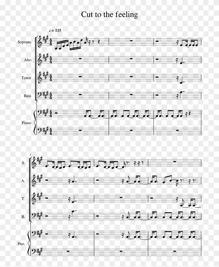 Cut To The Feeling Sheet Music For Piano, Bass Download - Sheet Music Clipart #5274824
