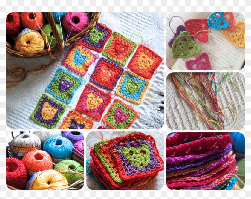 A Colourful Heart Granny Square Blanket - Crochet Clipart