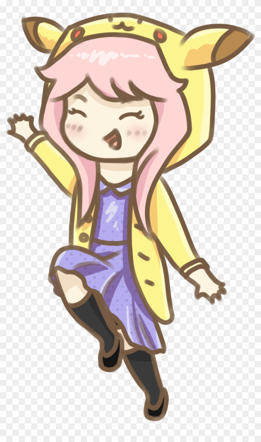 Pikagirl Jumping Chibi - Cartoon Clipart