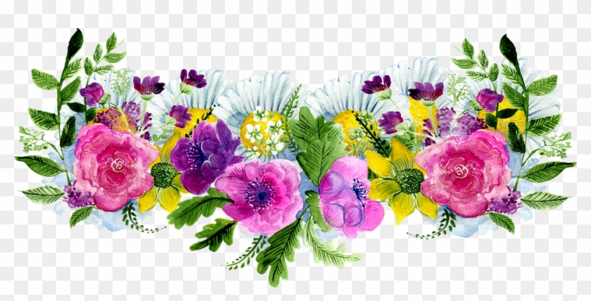 Flower Decoration Watercolor Frame Decorative - Flores Acuarela Png Marco Clipart