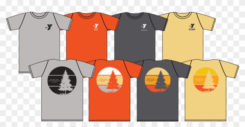 Different Color Staff T Shirts And Camper Custom T - Ymca Summer Camp Shirt Clipart