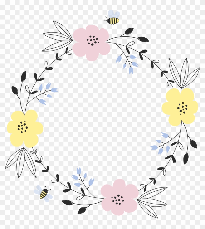 Frame Flower Flowers Bee Watercolor Ftestickers Sticker - First Day Of April Clipart #5278972