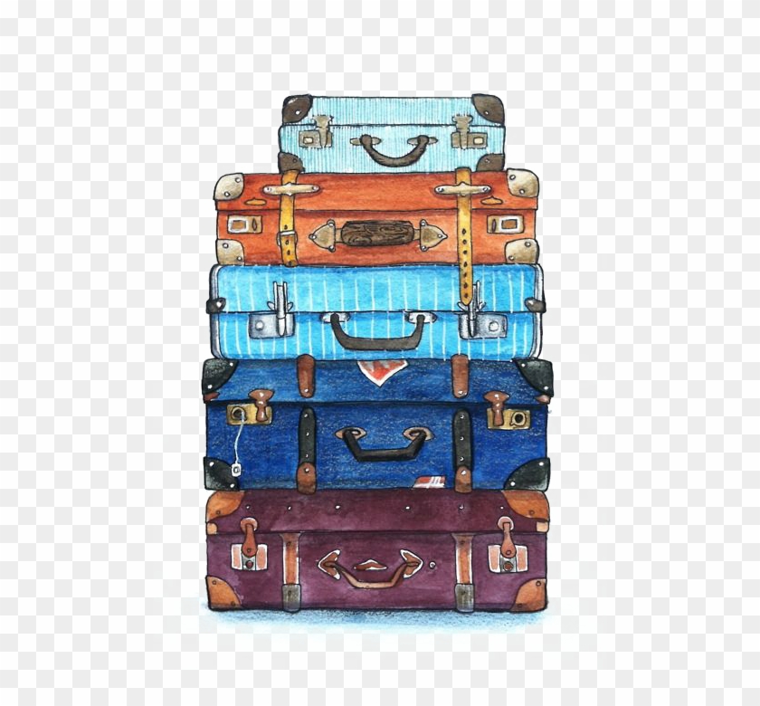 Watercolor Travel Painting Suitcase Free Frame Clipart - Suitcase Watercolor Png Transparent Png #5279365