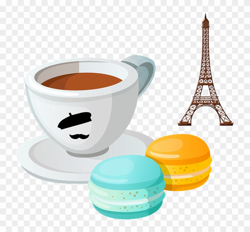 French Coffee Macarons Macaroons Dessert Sweets - Teacup Clipart #5279953