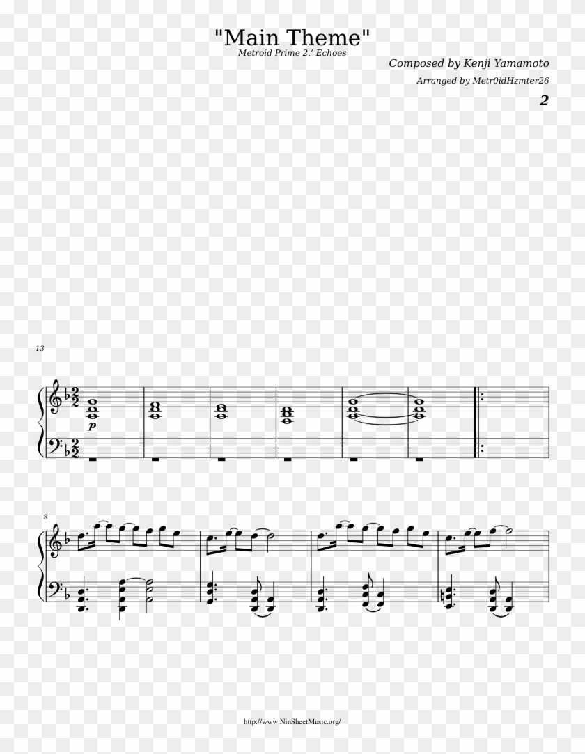 Metroid Prime 2 Echoes Main Theme - Sheet Music Clipart #5280066