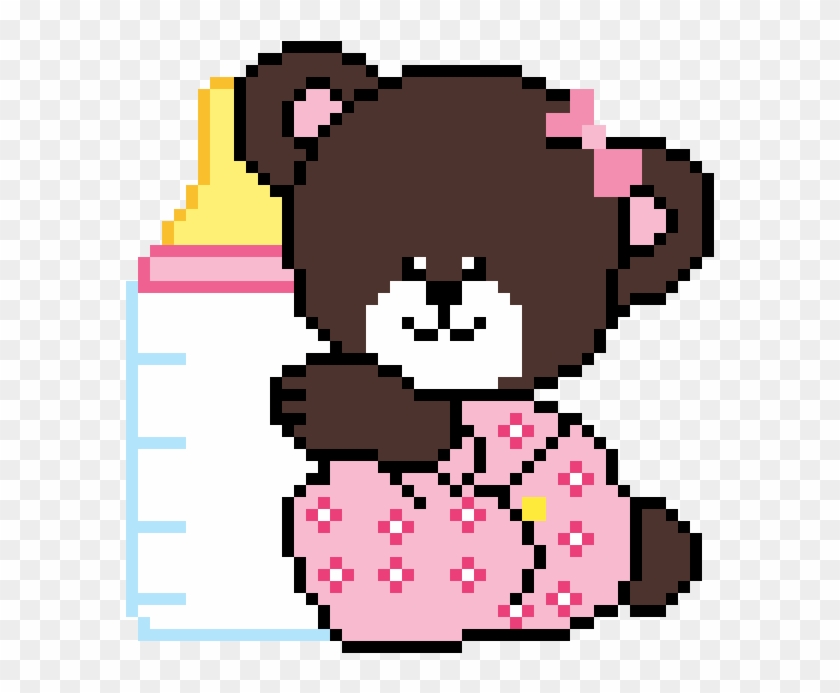 Teddy Bear With Baby Bottle - Cartoon Clipart