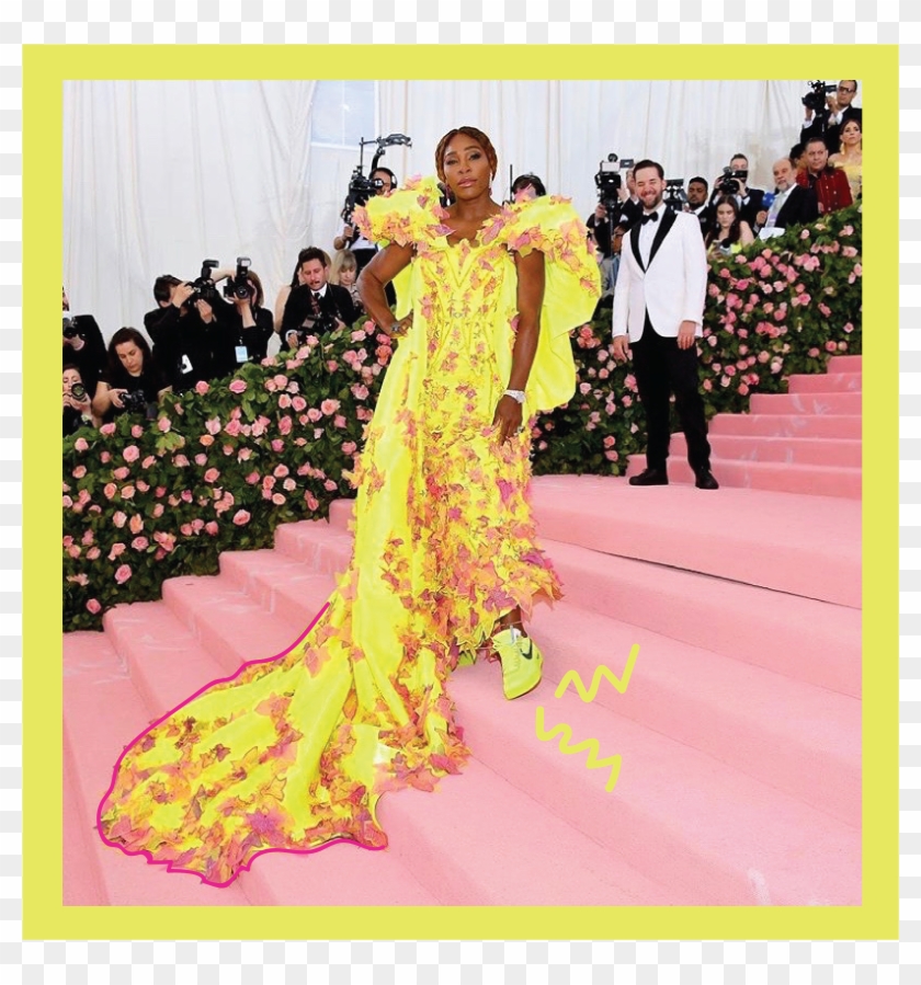 Co Chair Serena Williams Opted For A Neon Yellow Look, - Met Gala Clipart