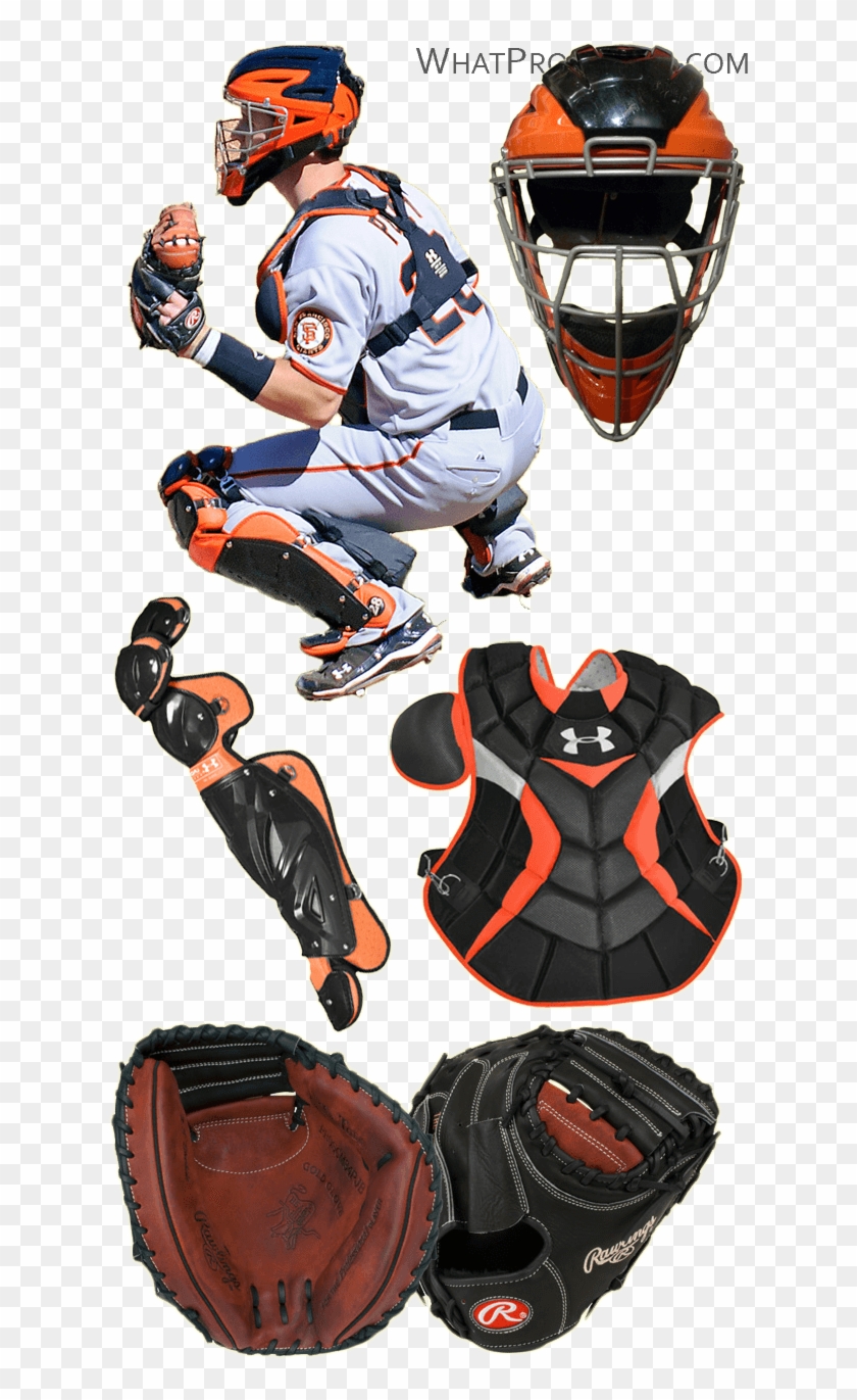 Buster Posey Glove Model, Buster Posey Chest Protector, - Orange And Black Under Armour Catchers Gear Clipart
