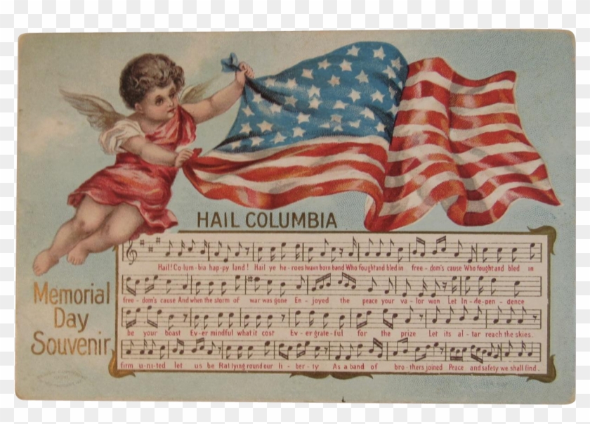 1908 Taggart Hail Columbia Memorial Day Souvenir Postcard - Angel Clipart
