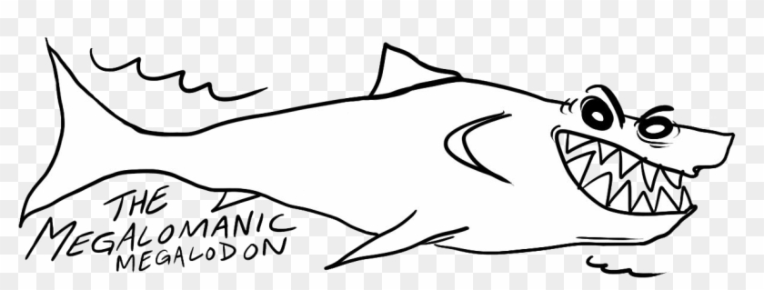 The Megalomanic Megalodon - Line Art Clipart