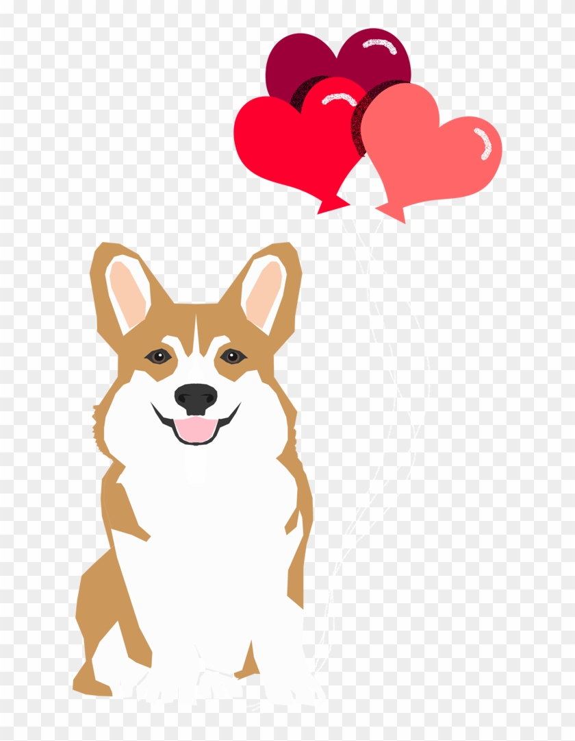 #corgi With #balloons - Heart Clipart