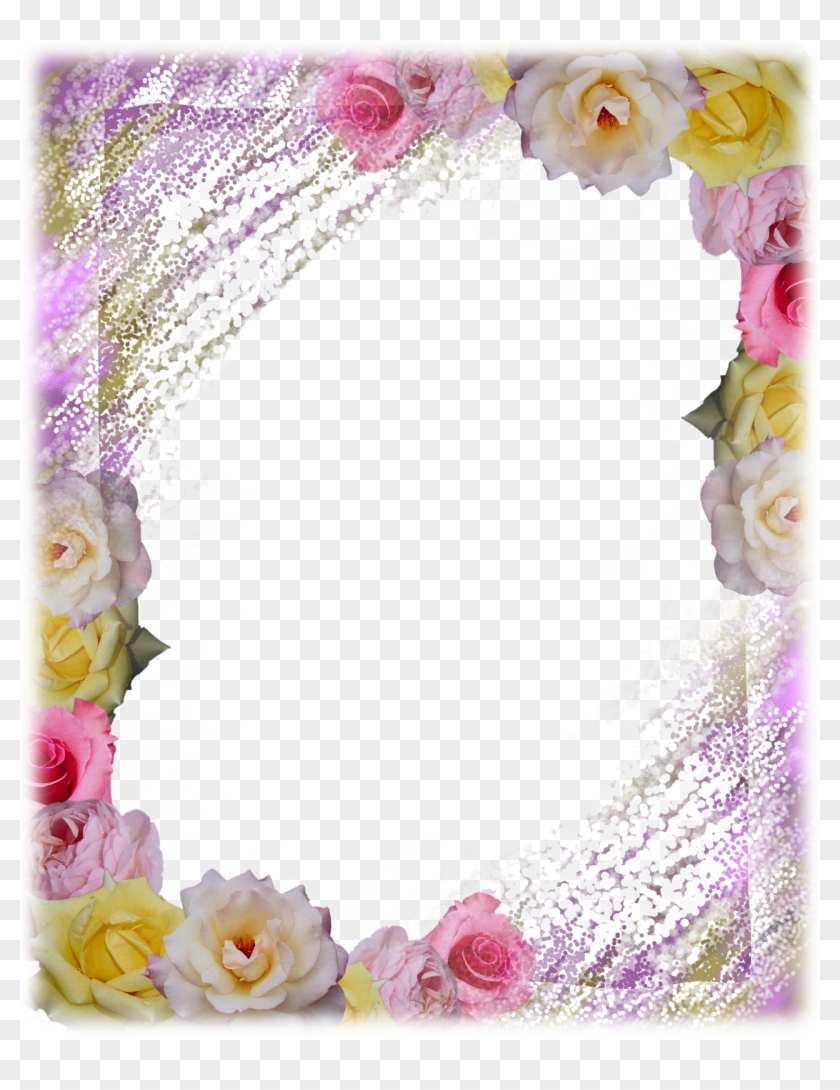 Marco Morado Rectangular Con Flores - Frames For Photoshop Clipart #5286714
